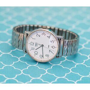 7 inch, Vintage Silver Tone Circular Majestic Watch by Timex - R32